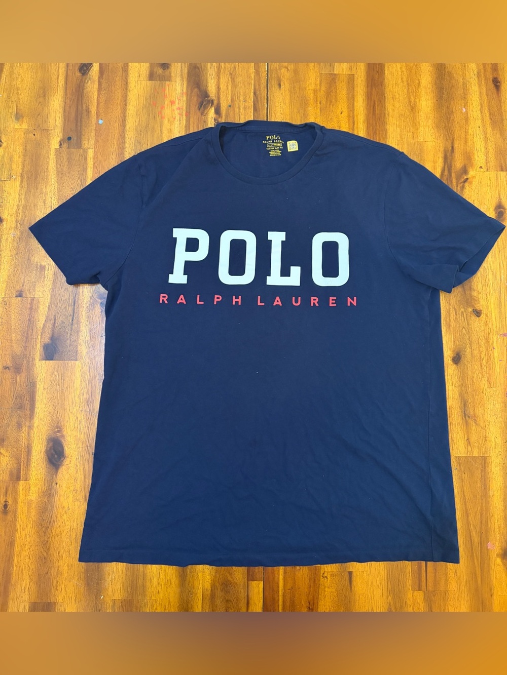 Polo by Ralph Lauren Navy Short Sleeve Logo Tee with White & Red Text